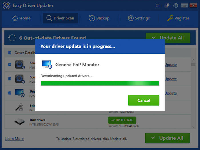Driver Update Progress in Eazy Driver Updater