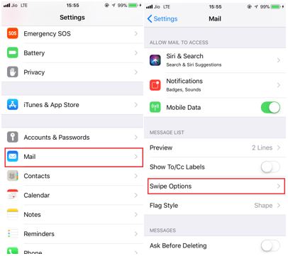 How To Change Swipe Options In Email App On iPhone