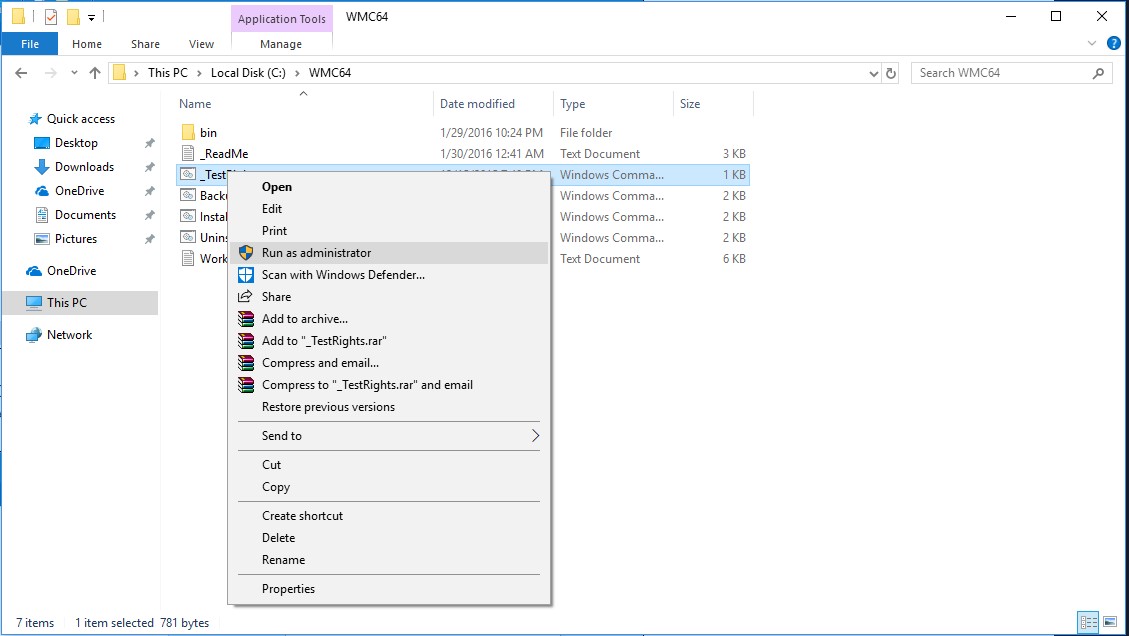 wmc64 run as administrator