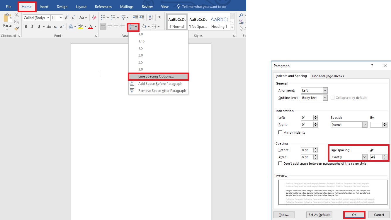 how to fix spacing in word aligment