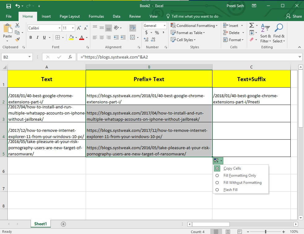 How To Add Prefix Text In Excel Cell