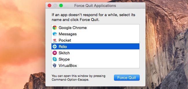 osx shortcut to force quit
