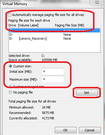 Increase Windows Virtual Memory